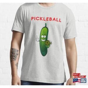 Funny Pickle Playing Pickleball Classic Tshirt Unisex